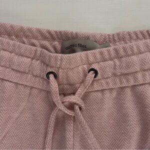Autres Filles Soft Pink Herringbone Lounge Pants Pockets Relaxed Fit Wide Leg L